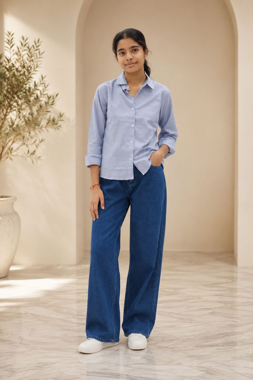 Girls Collared Shirt with Jeans