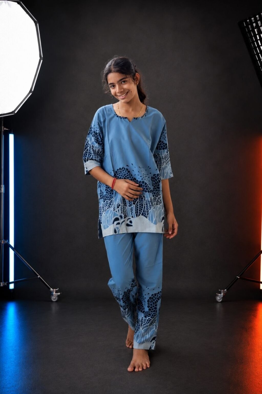 Sky Blue Abstract Print Co-ord Set