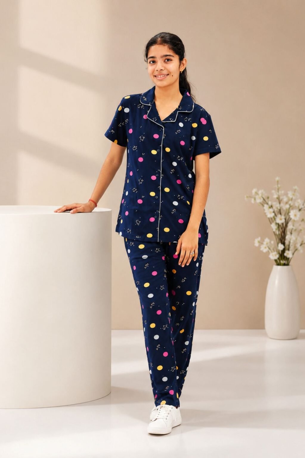 Girls printed cotten night suit
