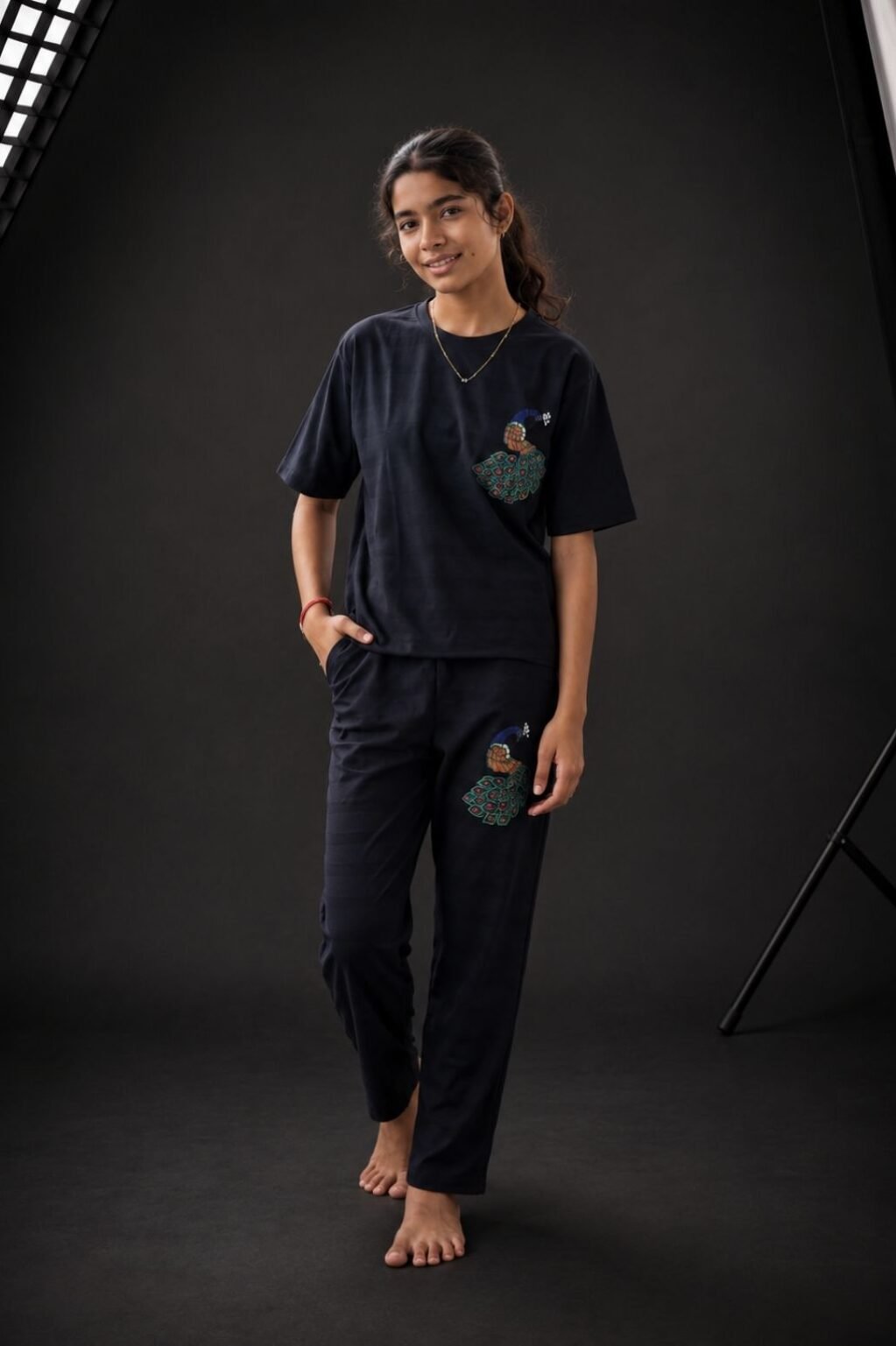 Girls Graphic Print Top with Jeans