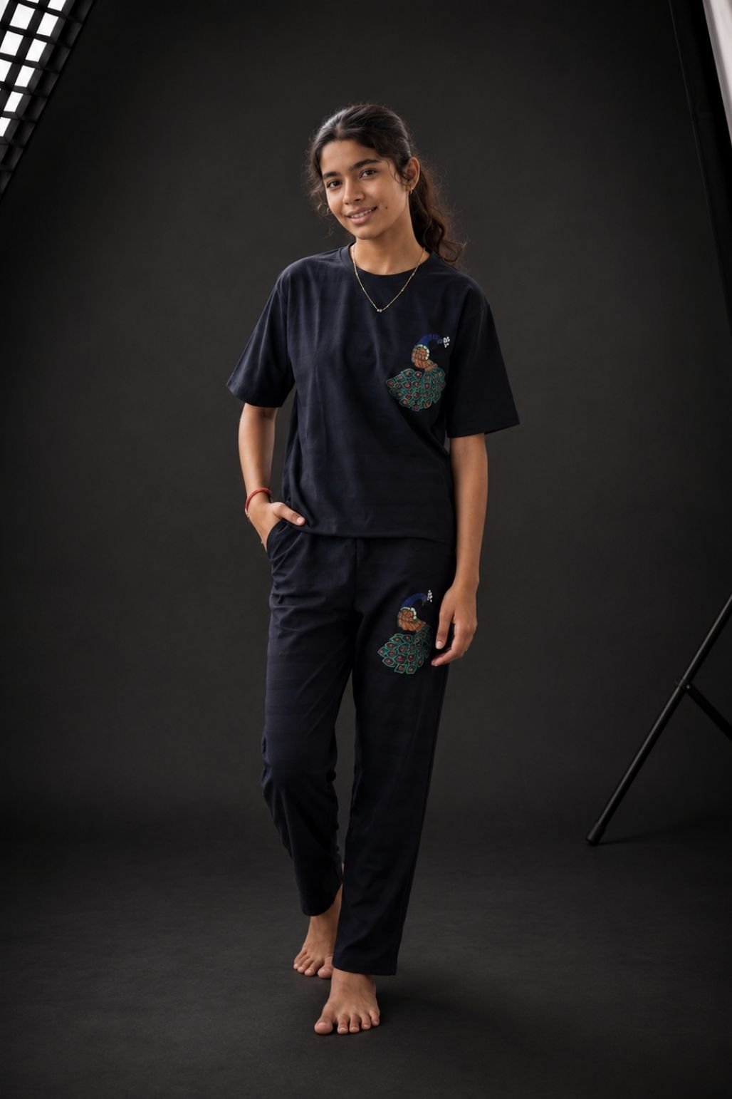 Girls Graphic Print Top with Jeans