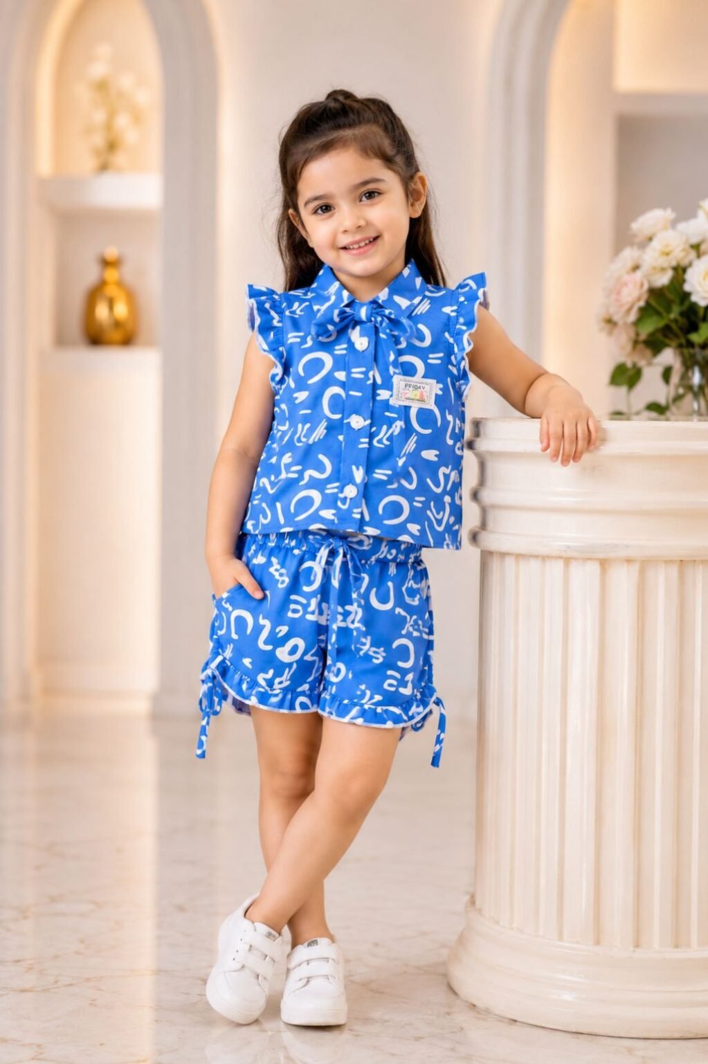 Girls Printed Top & Shorts Set