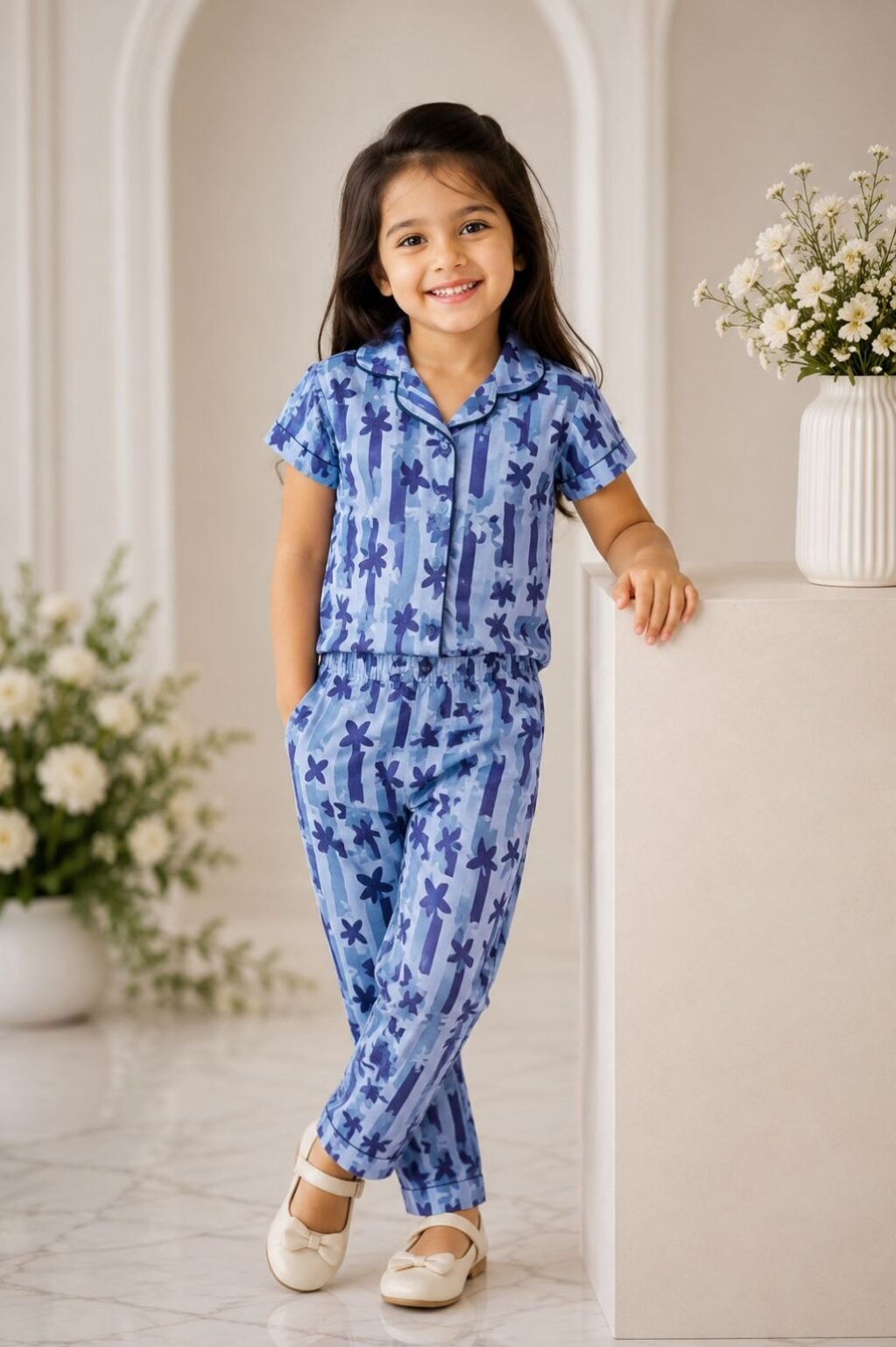 Girls Tie-Dye Top & Shorts Set (Blue)