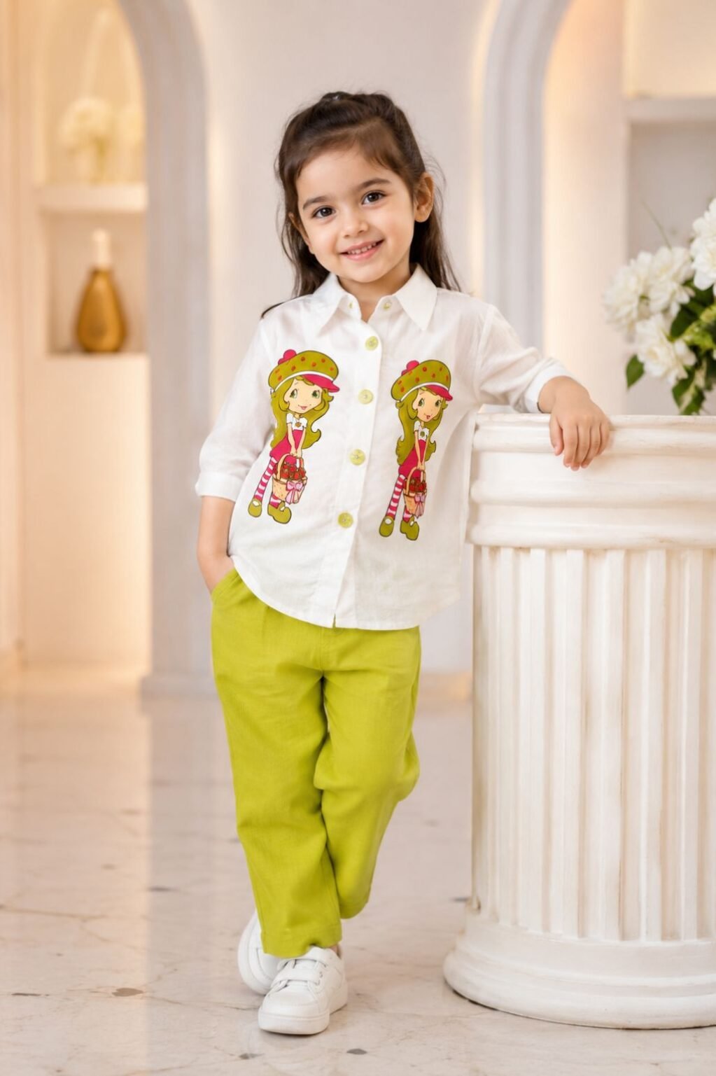 Girls Graphic Print Top & Pants Co-ord Set