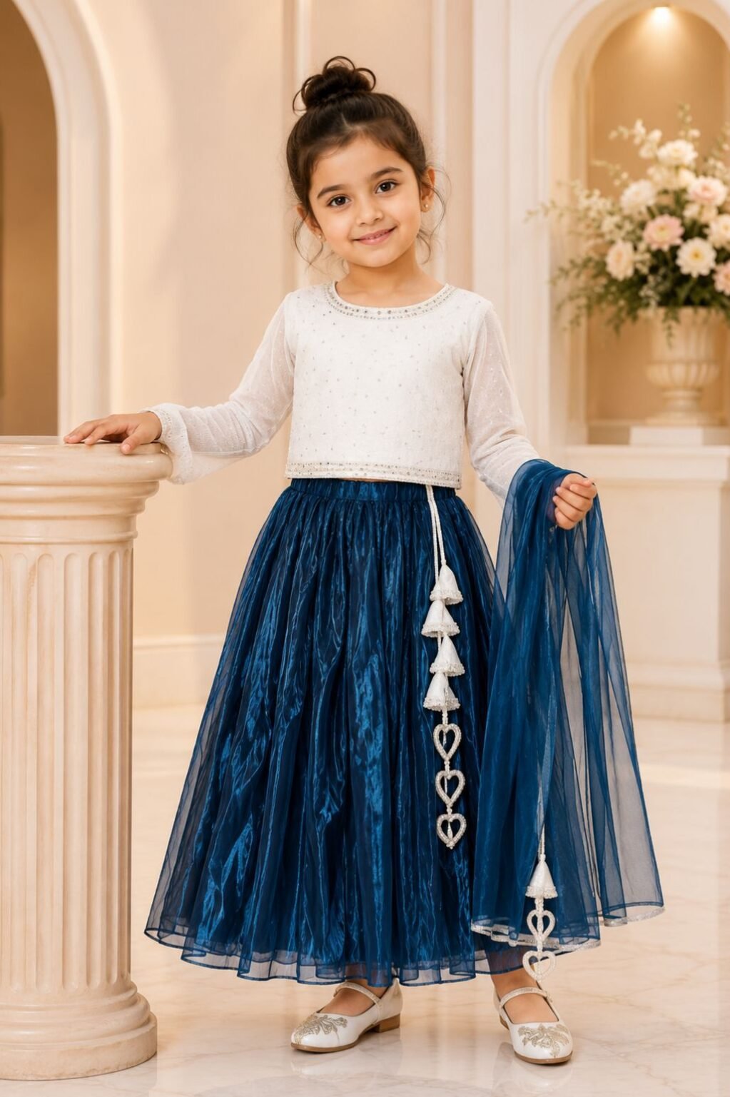 Girls Party Tulle Skirt Set (Blue)