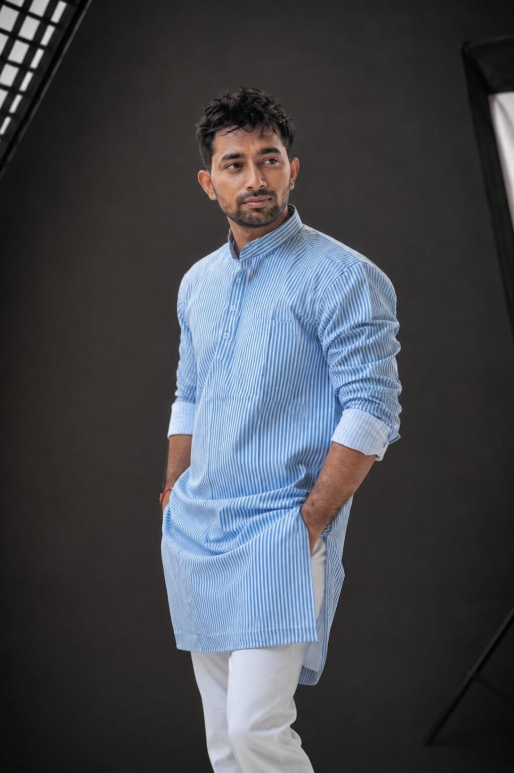 Light Blue Lining kurta for man's