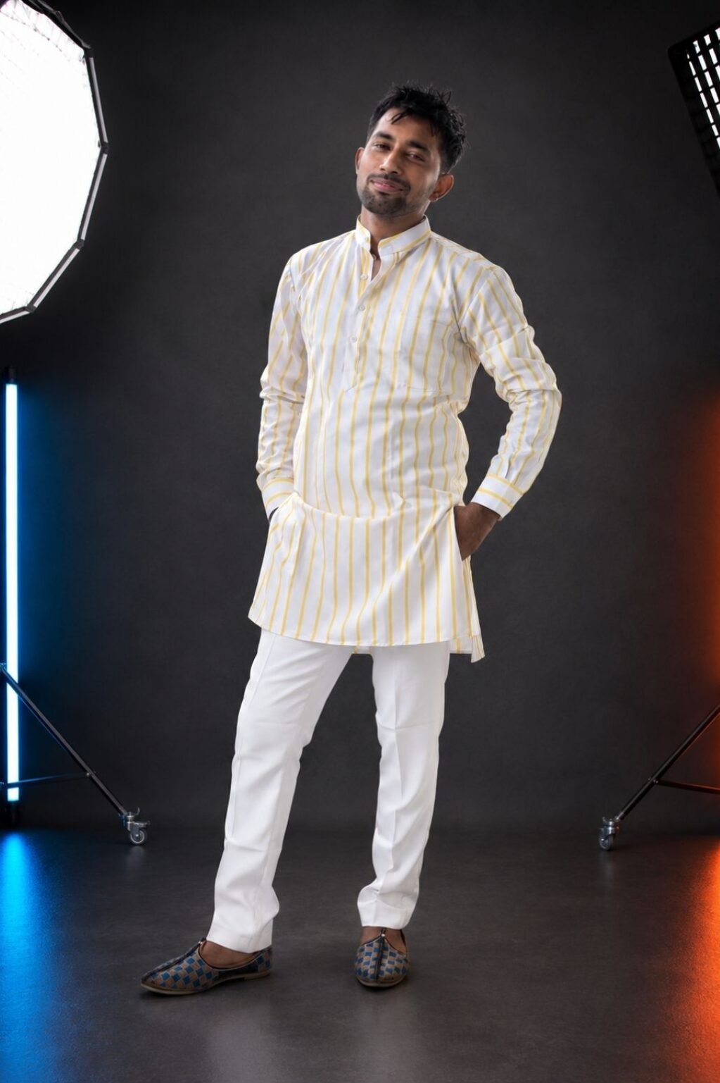 yellow lining kurta set