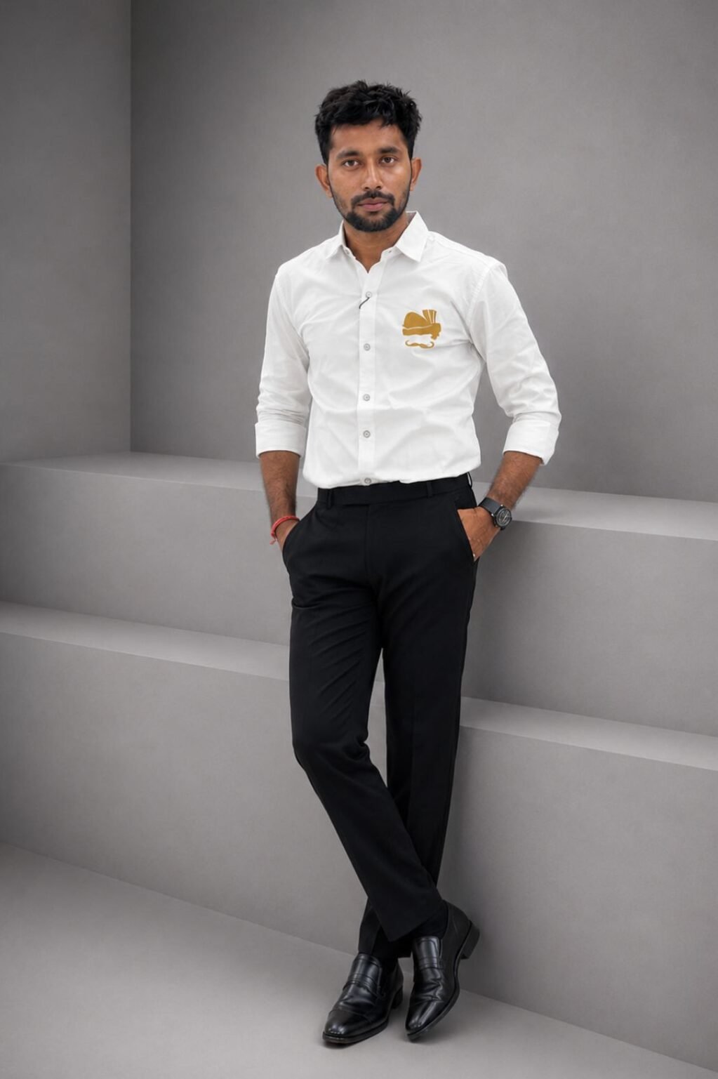 Men's white shirt with Turban + black pant combo