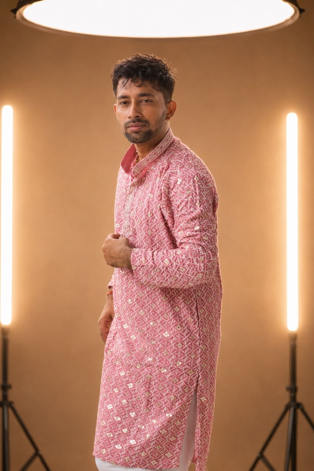 Trendy Pink Lining kurta for man’s