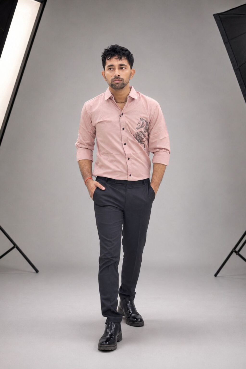 Peach Light pink shirt for man's