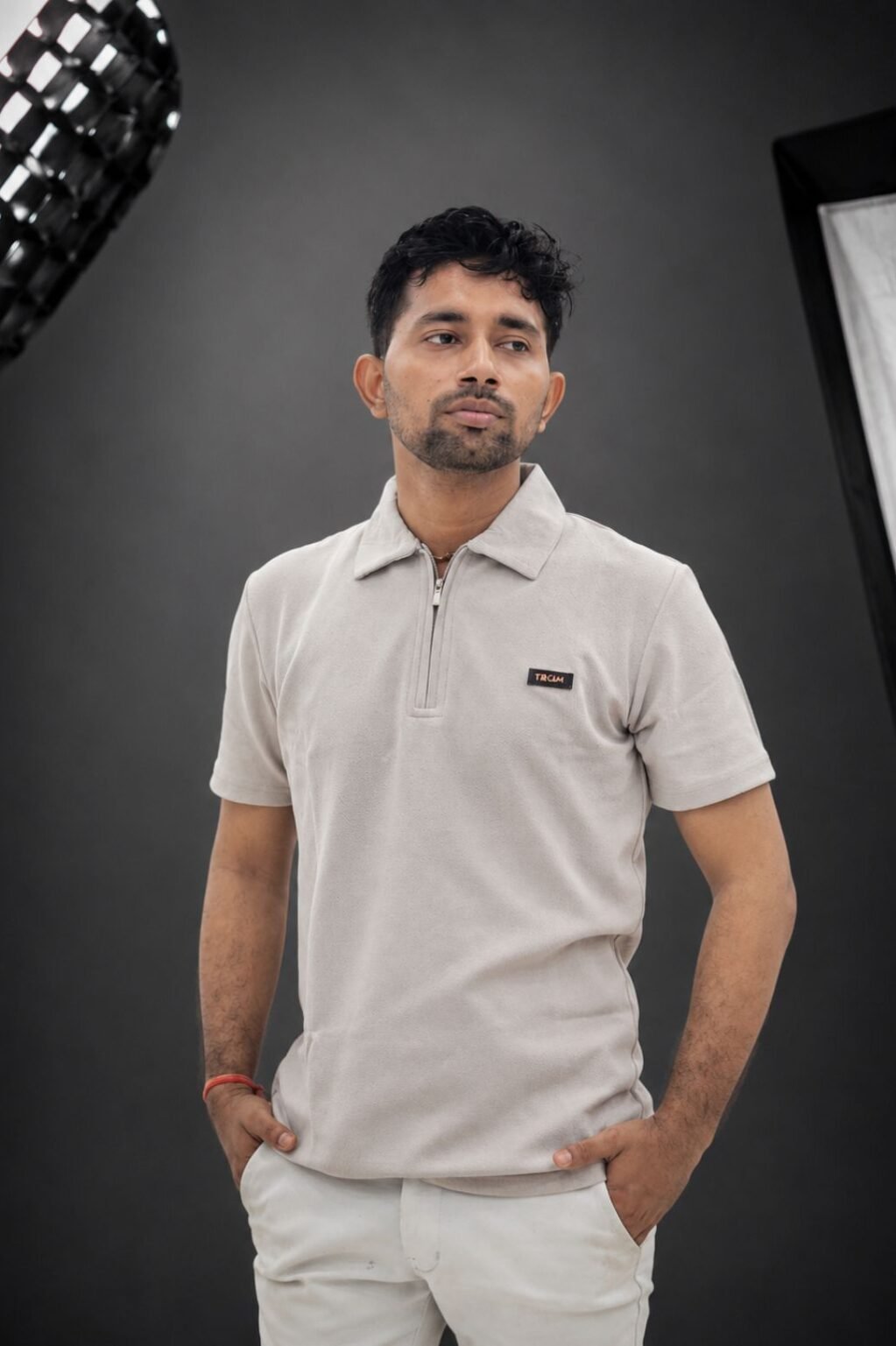 Men’s Solid Polo T-Shirt (Grey)
