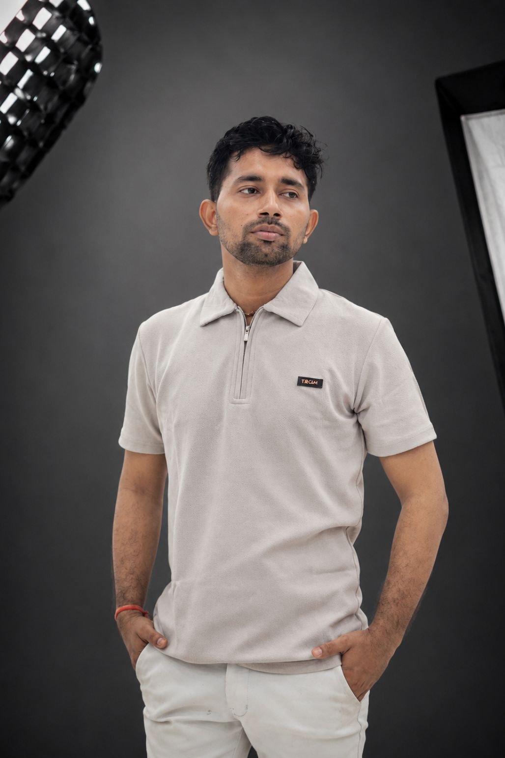 Men’s Solid Polo T-Shirt (Grey)