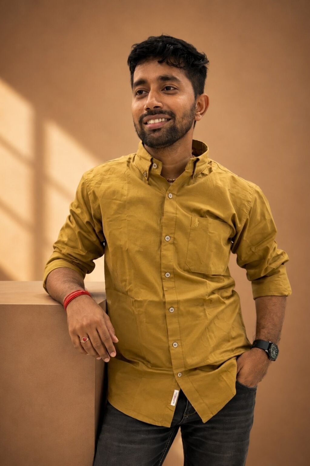 Men's Mustard Casual Shirt (Mustard)