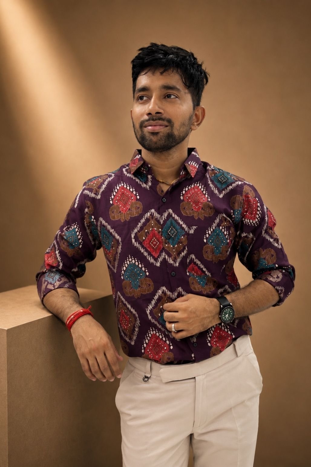 Men’s Geometric Printed Casual Shirt (Multicolor)