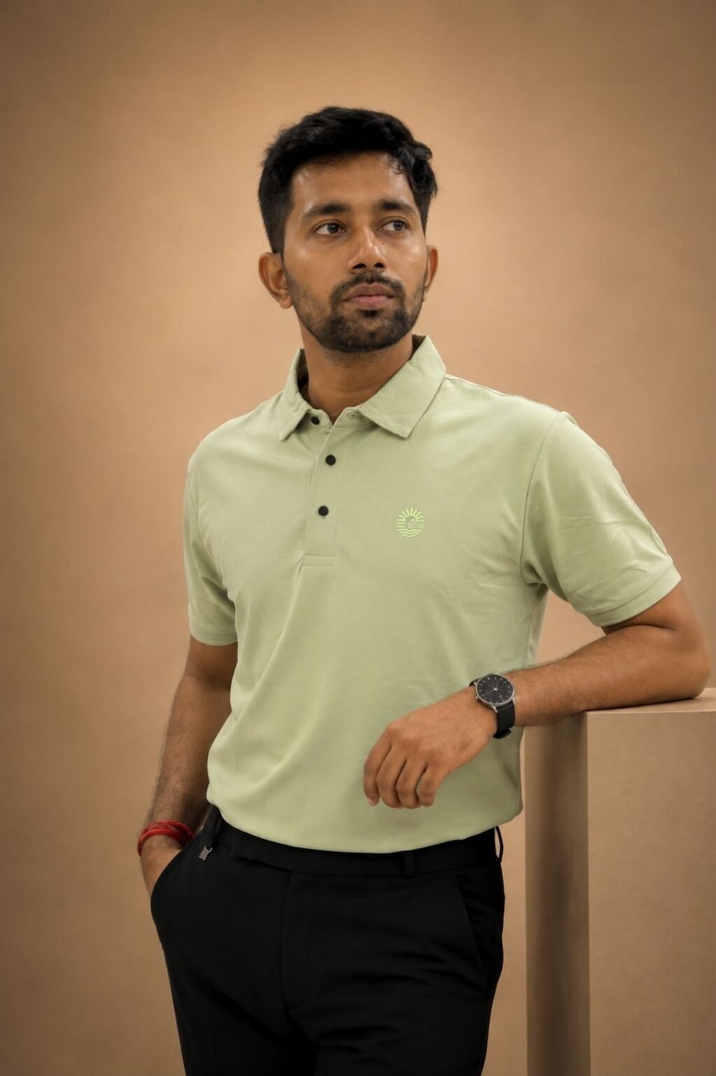 Men's Solid Polo T-Shirt (Light Green)