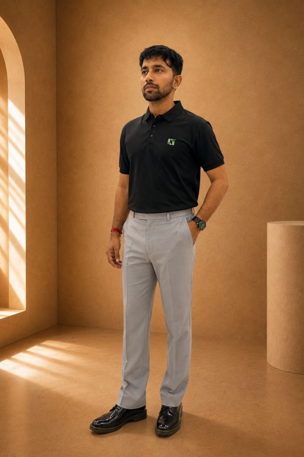 Men's Solid Polo T-Shirt (Black)