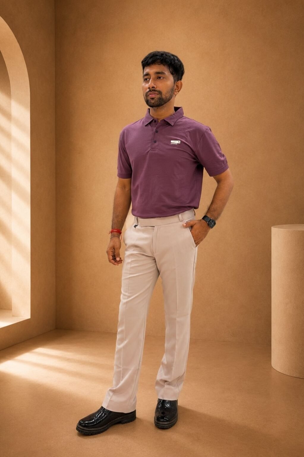 Men's Solid Polo T-Shirt (Navy Blue)