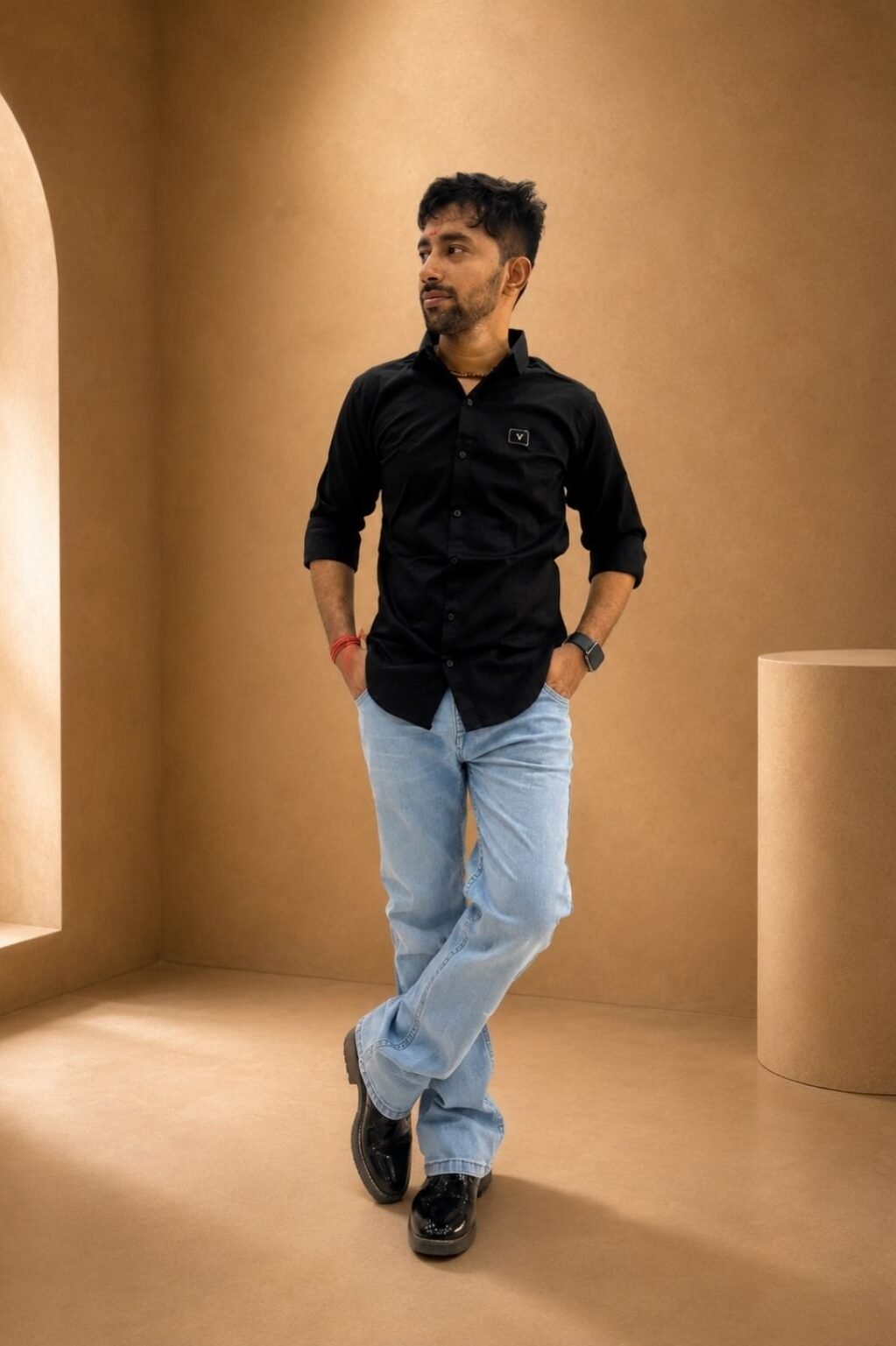 Men's Plain Casual shirt jeans combo