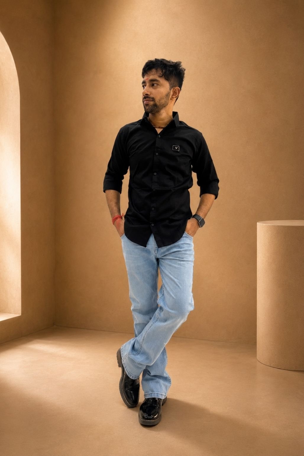 Men’s Plain Casual shirt jeans combo