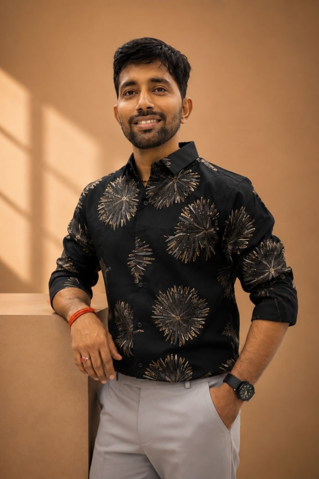 Men’s Printed formal shirt (Black)
