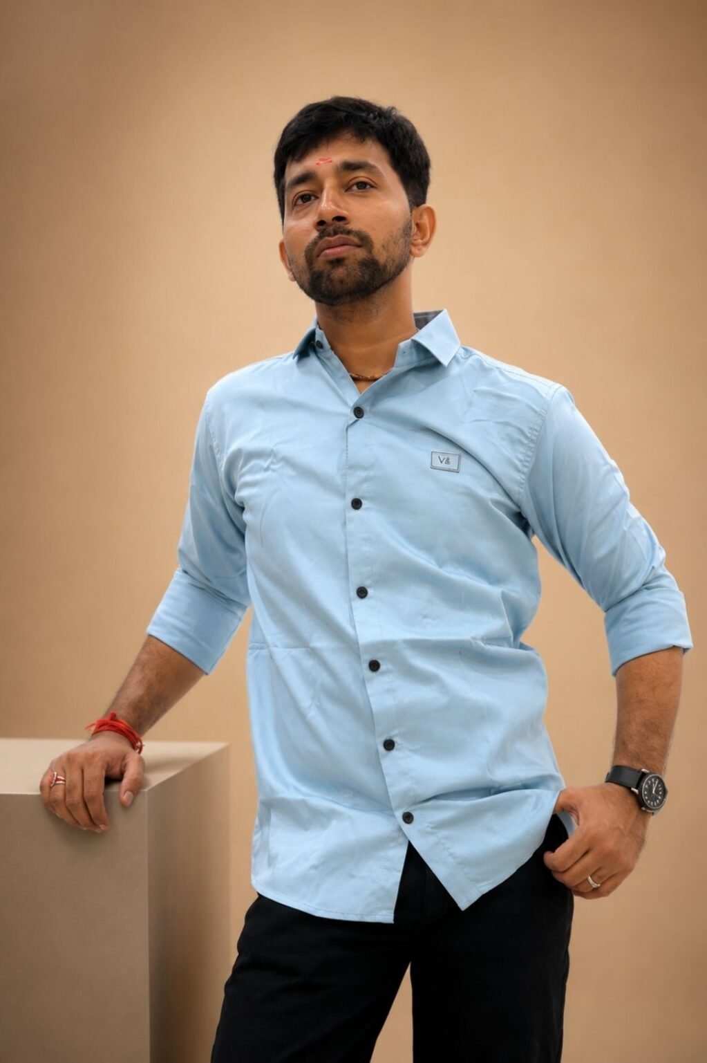 Men's Checked Casual Shirt (Grey)