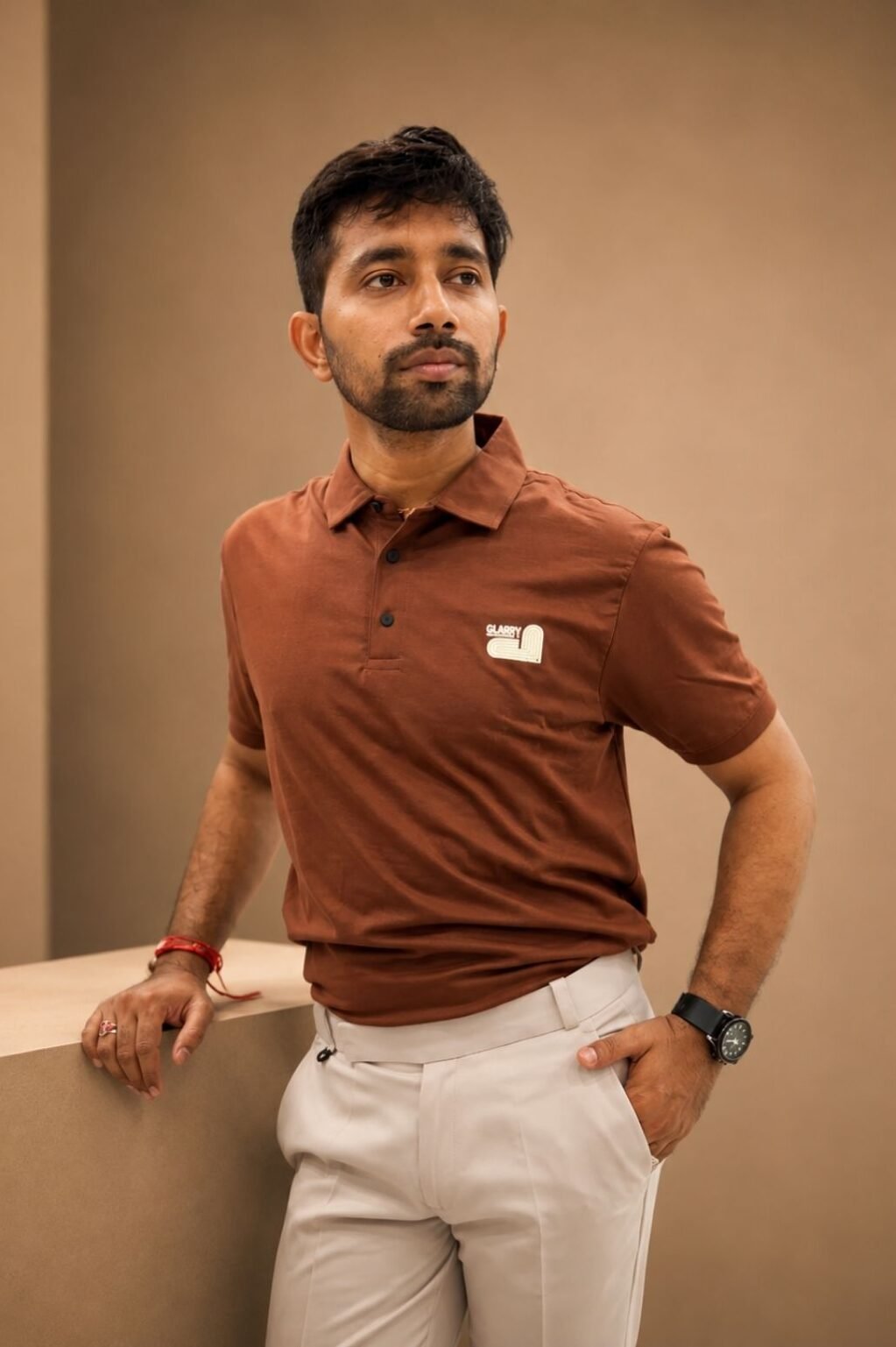 Men's Polo Casual T-shirt (Brown)