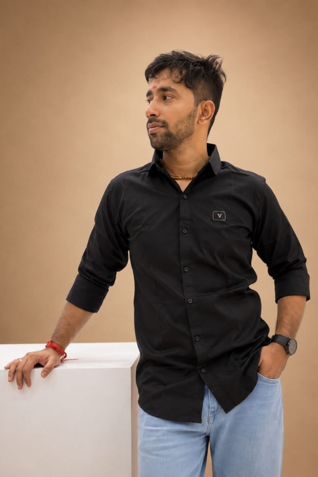 Men's Checked Casual Shirt (Navy)