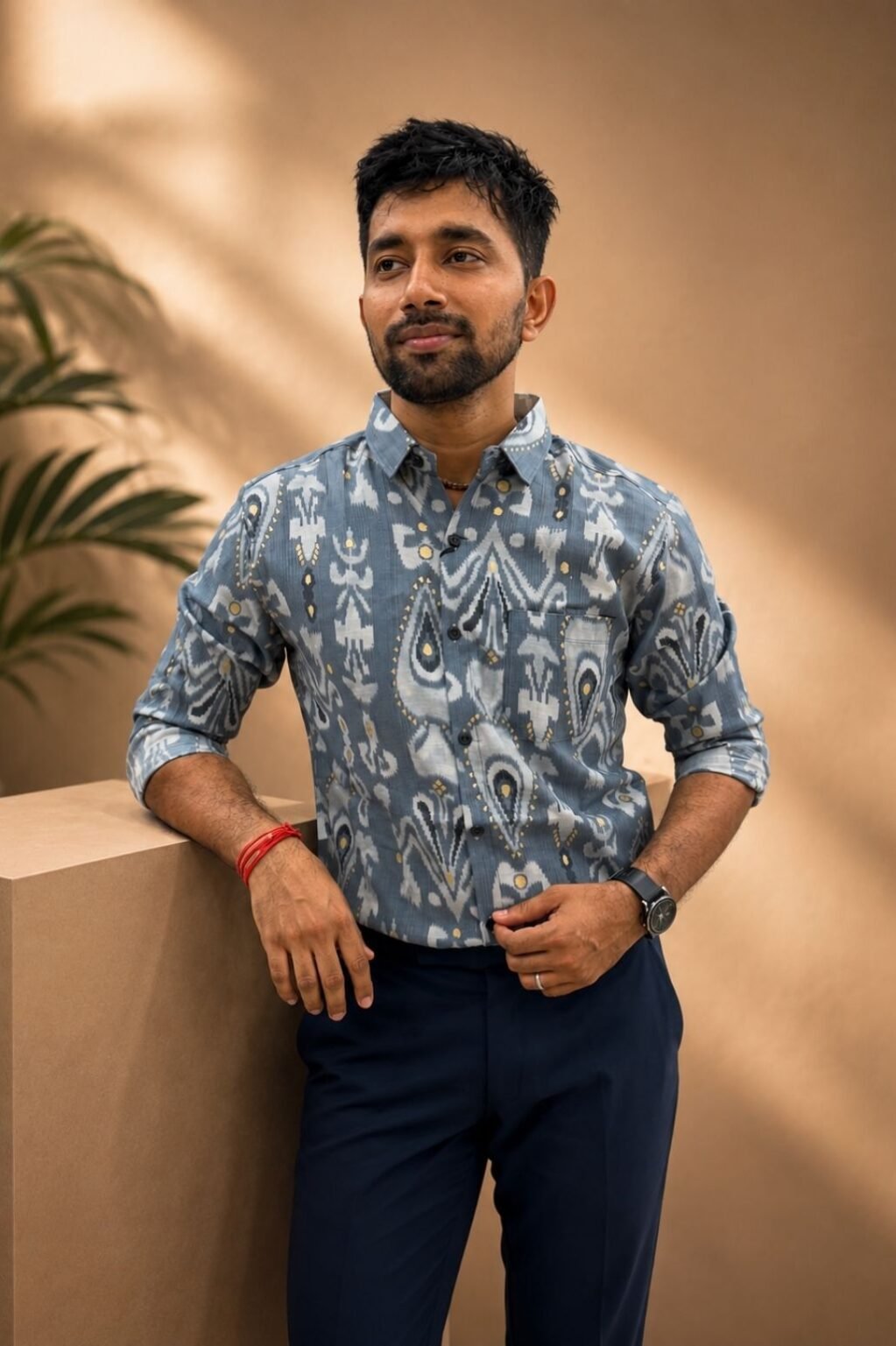Men's Printed casual shirt (Blue)