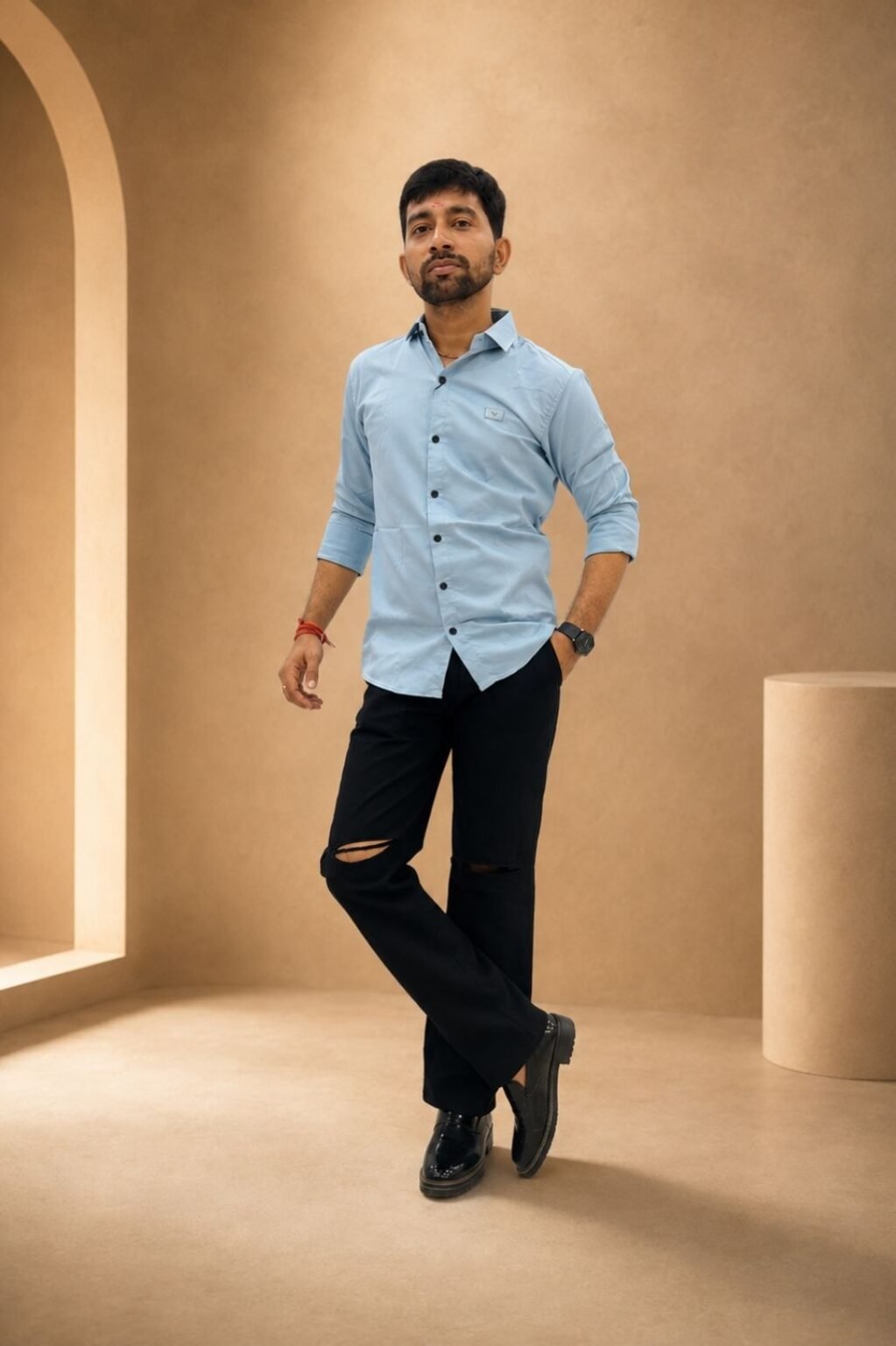Men's Plain Casual Shirt Jeans combo