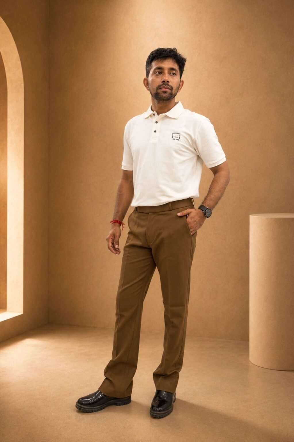 Men's Polo Creamy Plain T-shirt
