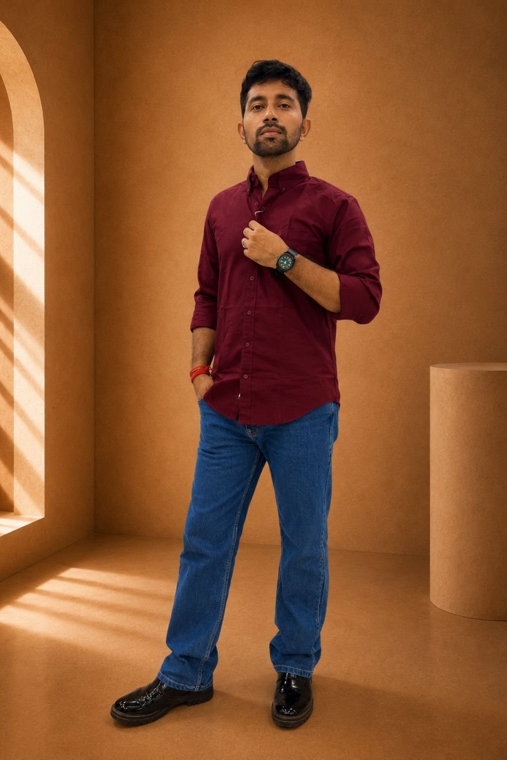 Men’s Plain Casual shirt jeans combo