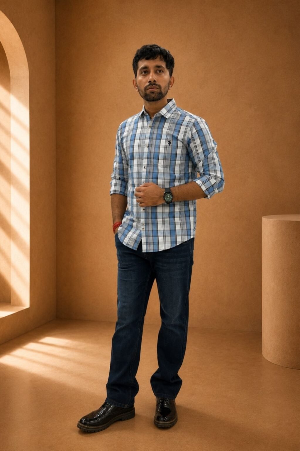 Men's checks Casual Shirt Jeans combo
