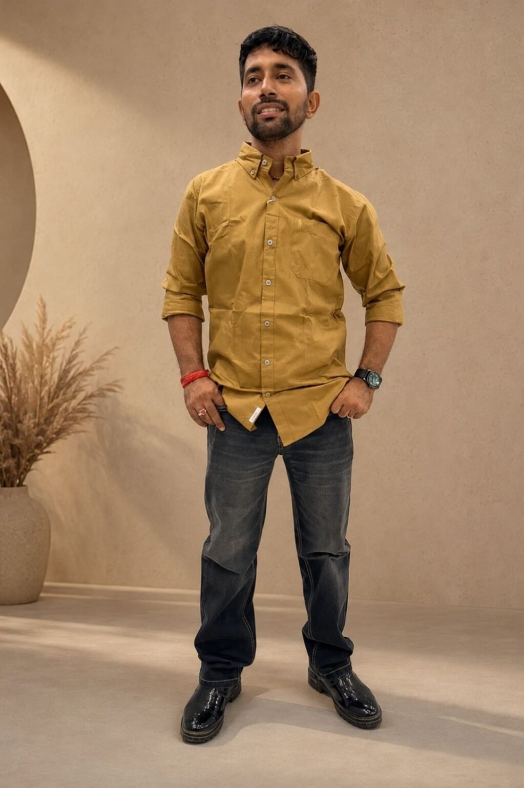 Men's Plain casual shirt jeans combo