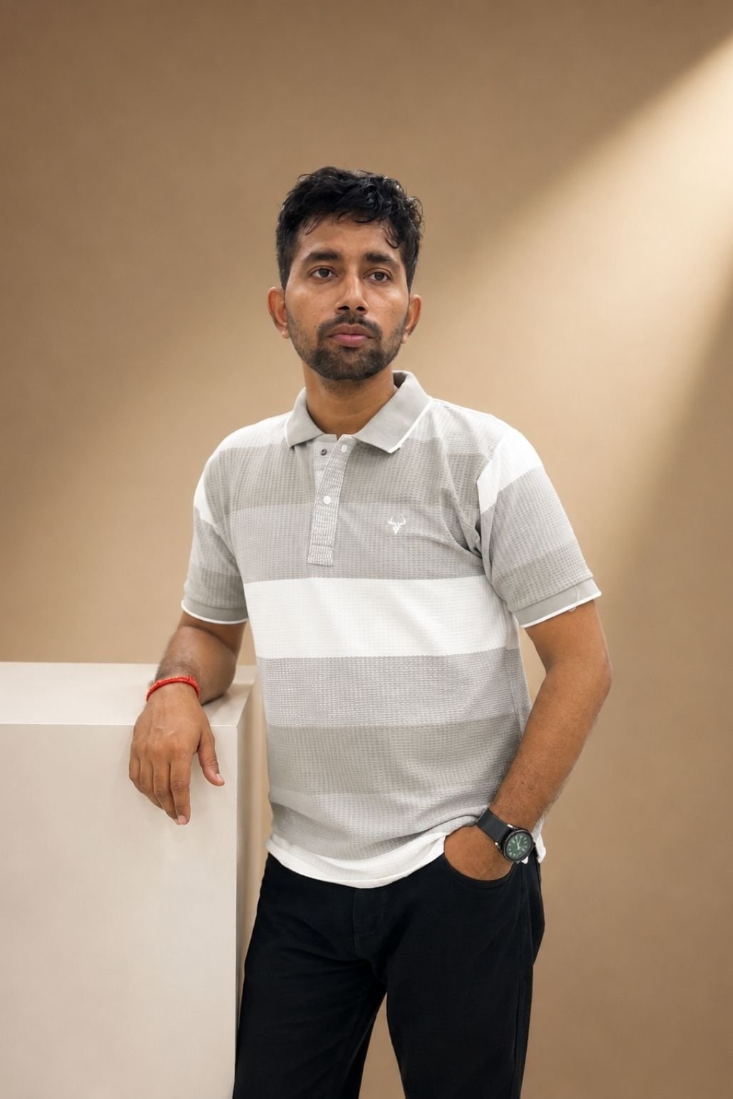 Men’s Solid Polo T-Shirt (White)
