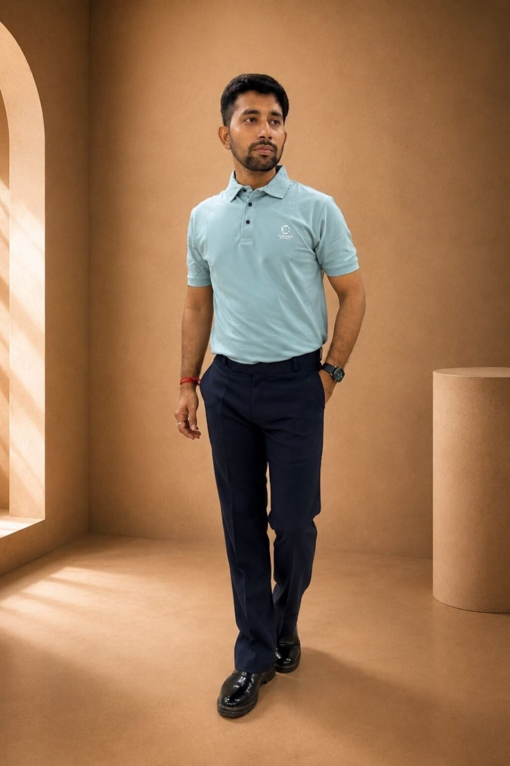 Men's Polo Plain T-shirt (sky)