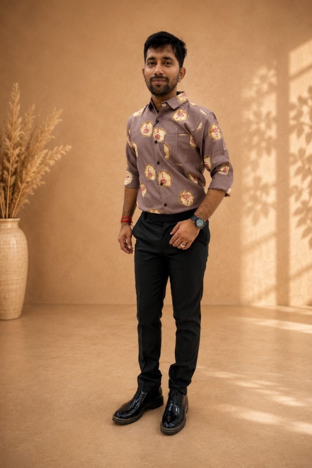 Men's Floral Printed Combo set (Gery)