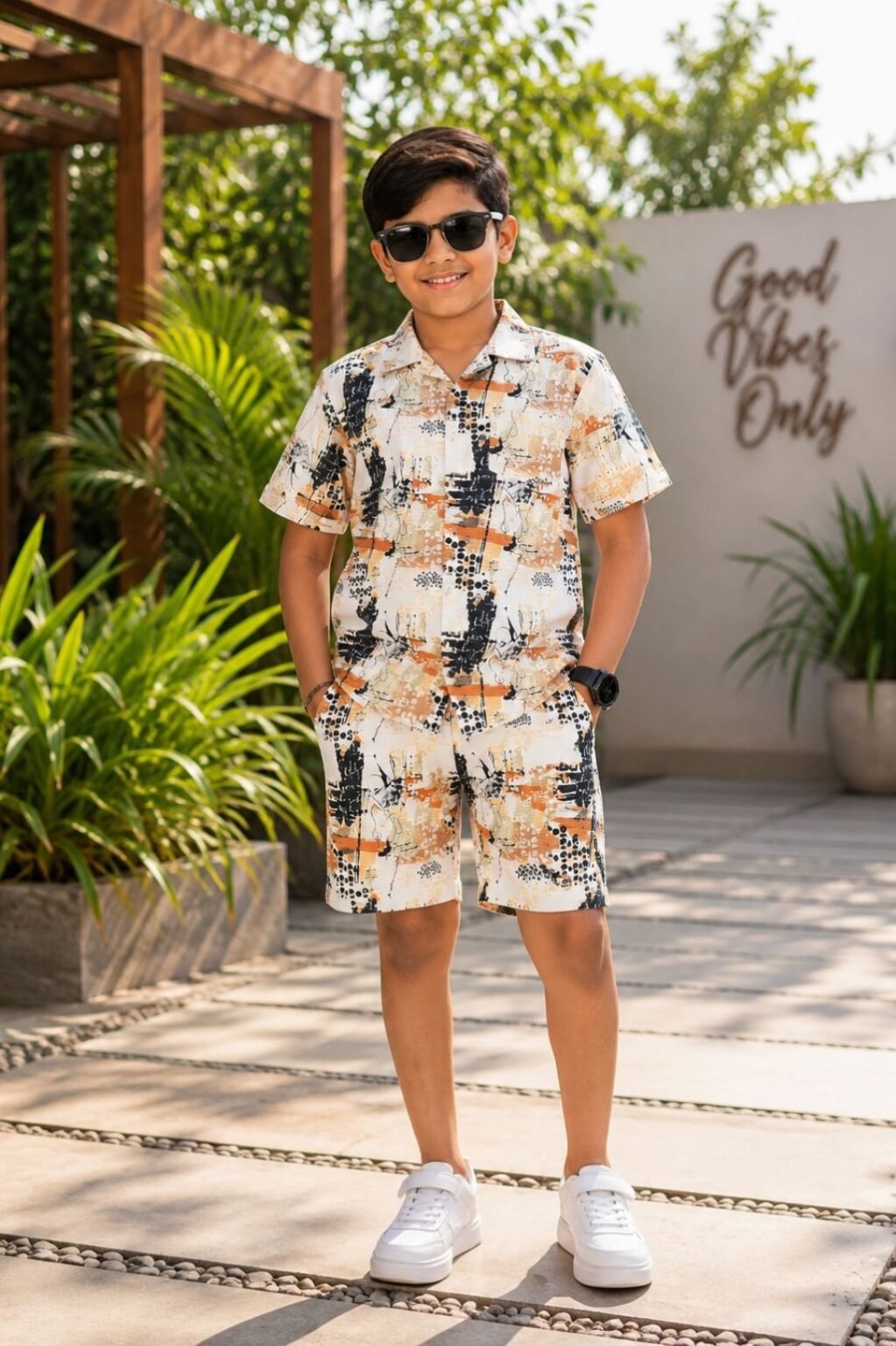 Boys Printed Shirt & Shorts Set (Multicolor)