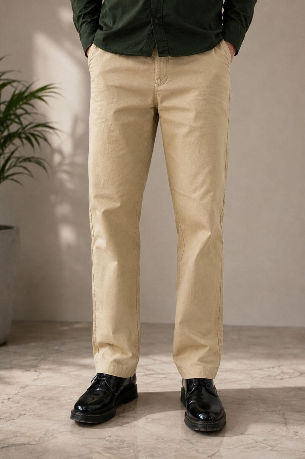 Men's Slim Fit Trousers (Beige)