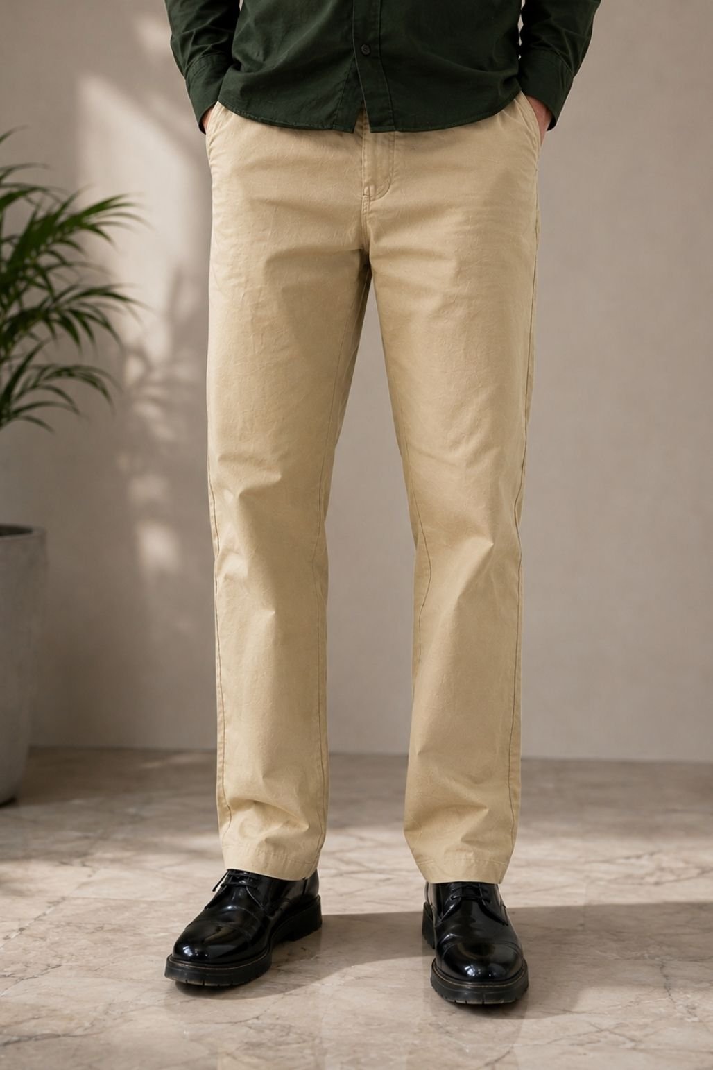 Men’s Slim Fit Trousers (Beige)