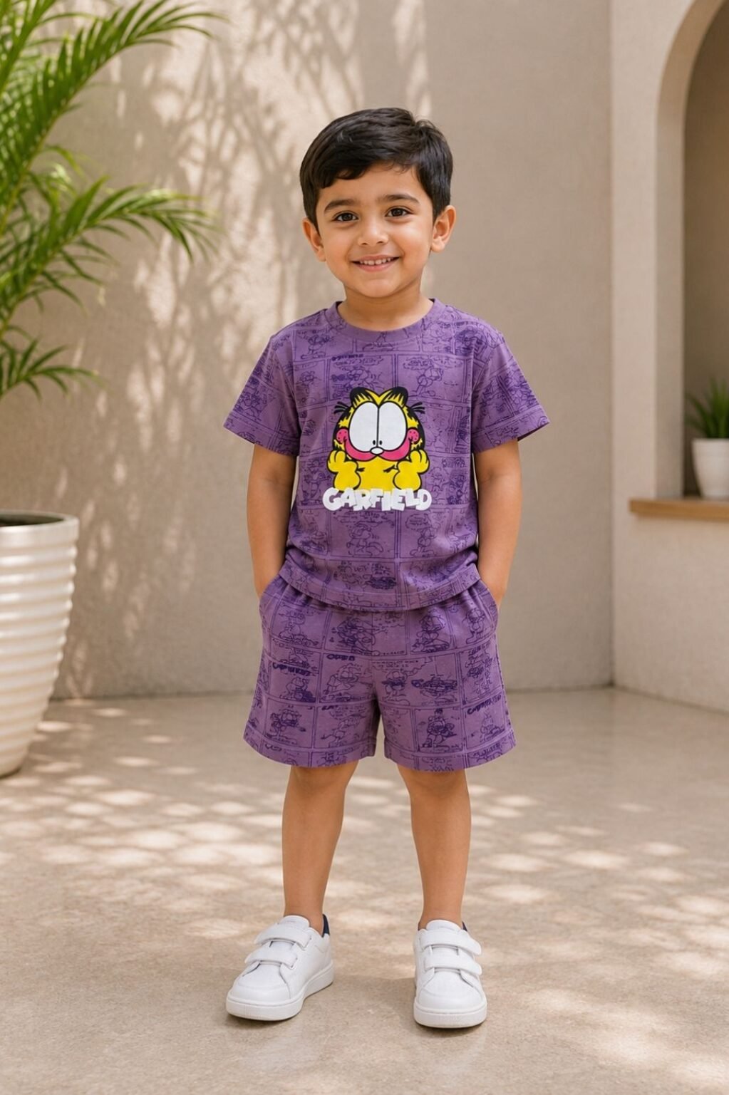 Boys Graphic T-Shirt & Shorts Set (Purple)