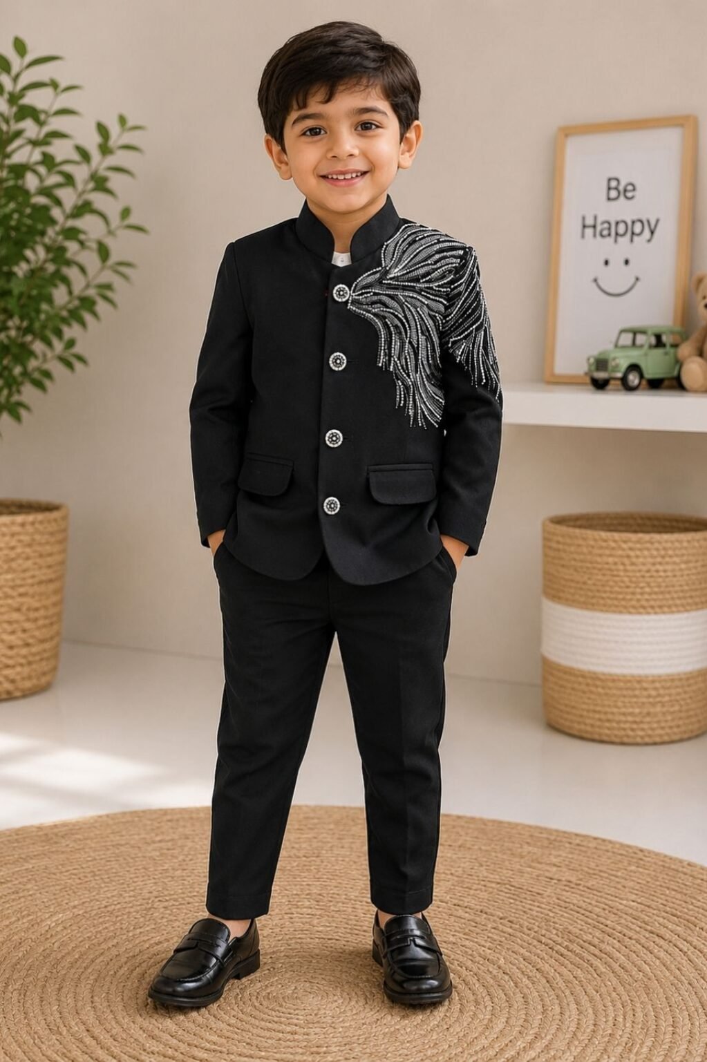 Boys Formal Waistcoat Suit Set (Black)