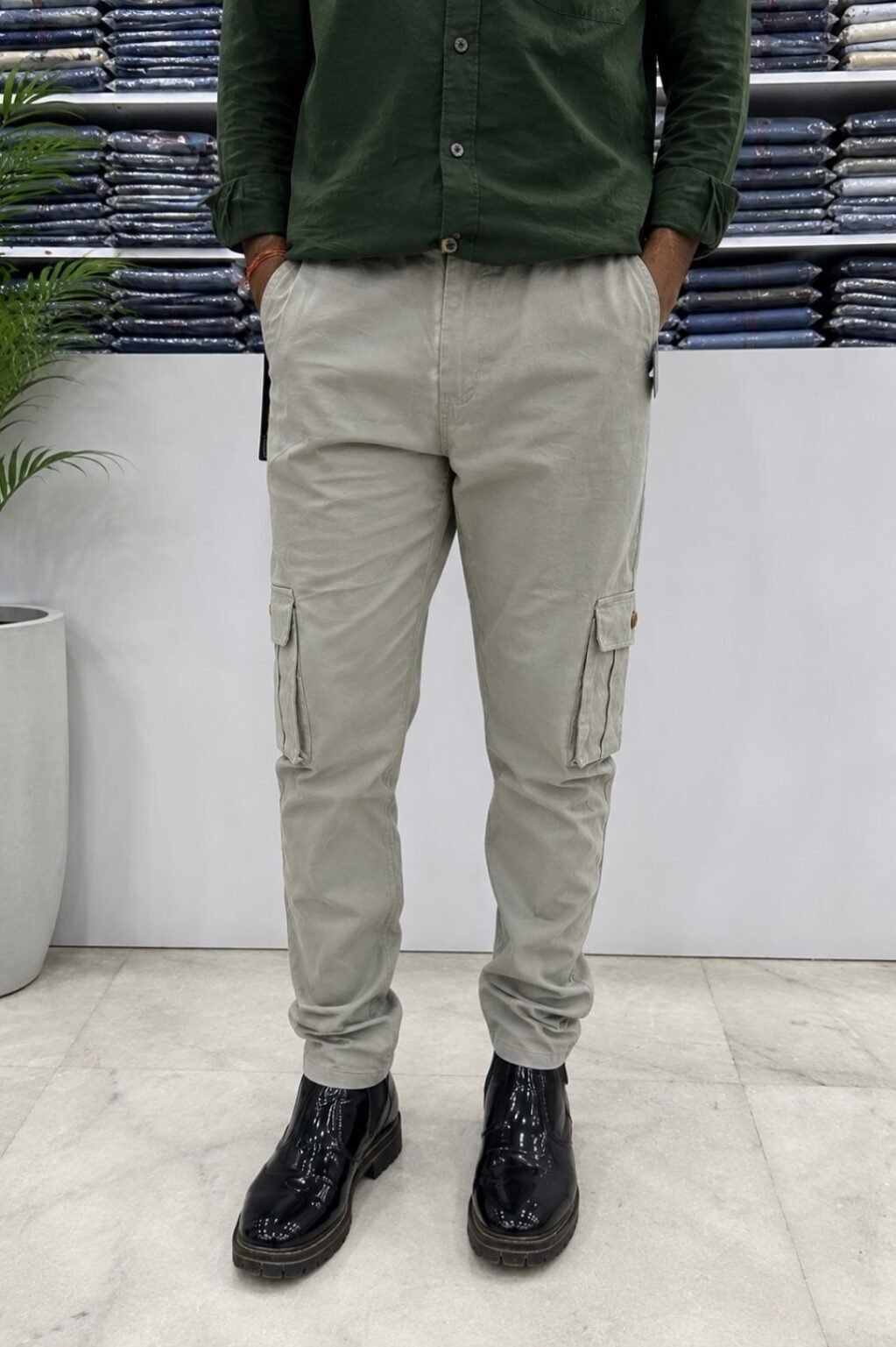 Men's Cargo Jogger Pants (Light Grey)