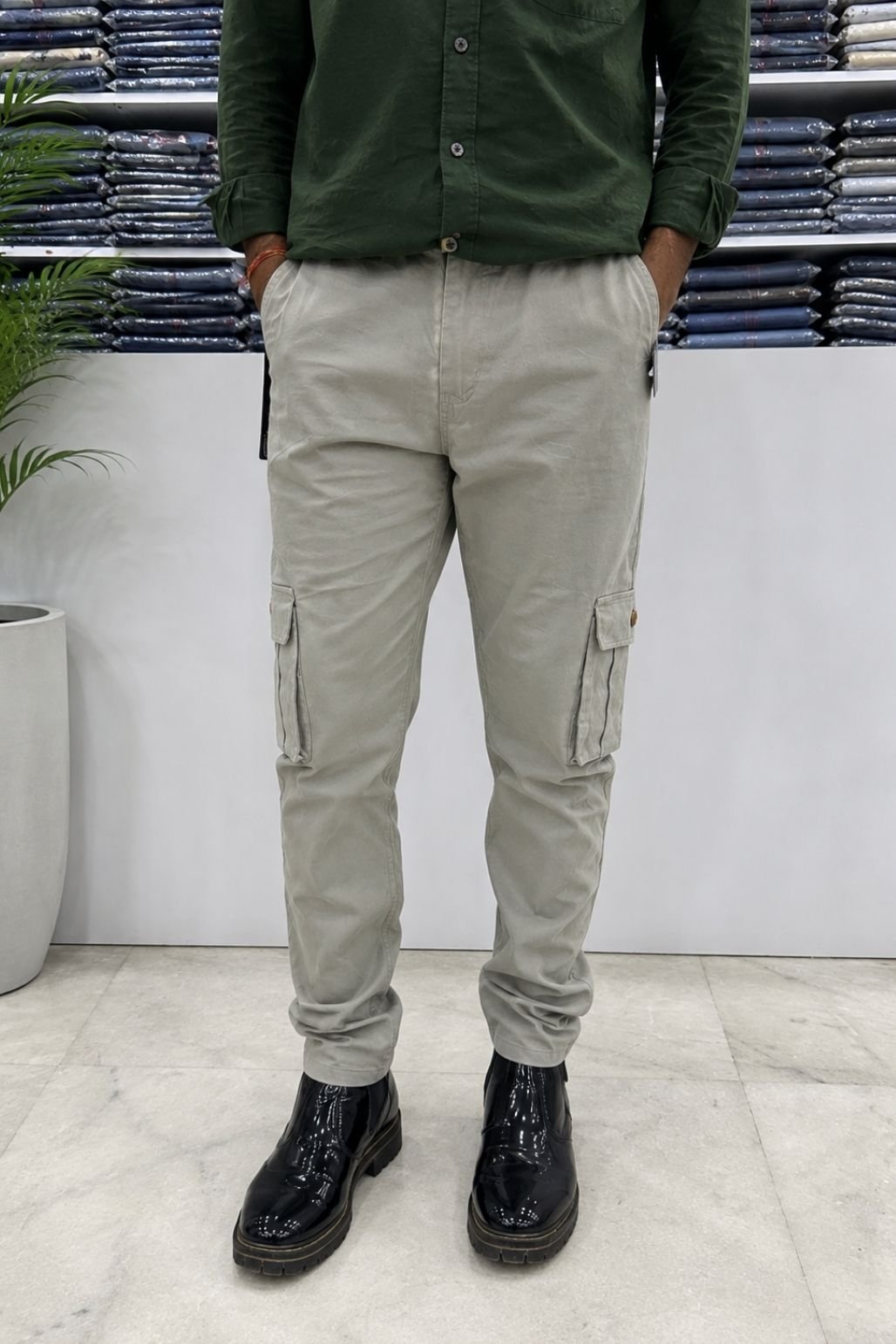 Men’s Cargo Jogger Pants (Light Grey)
