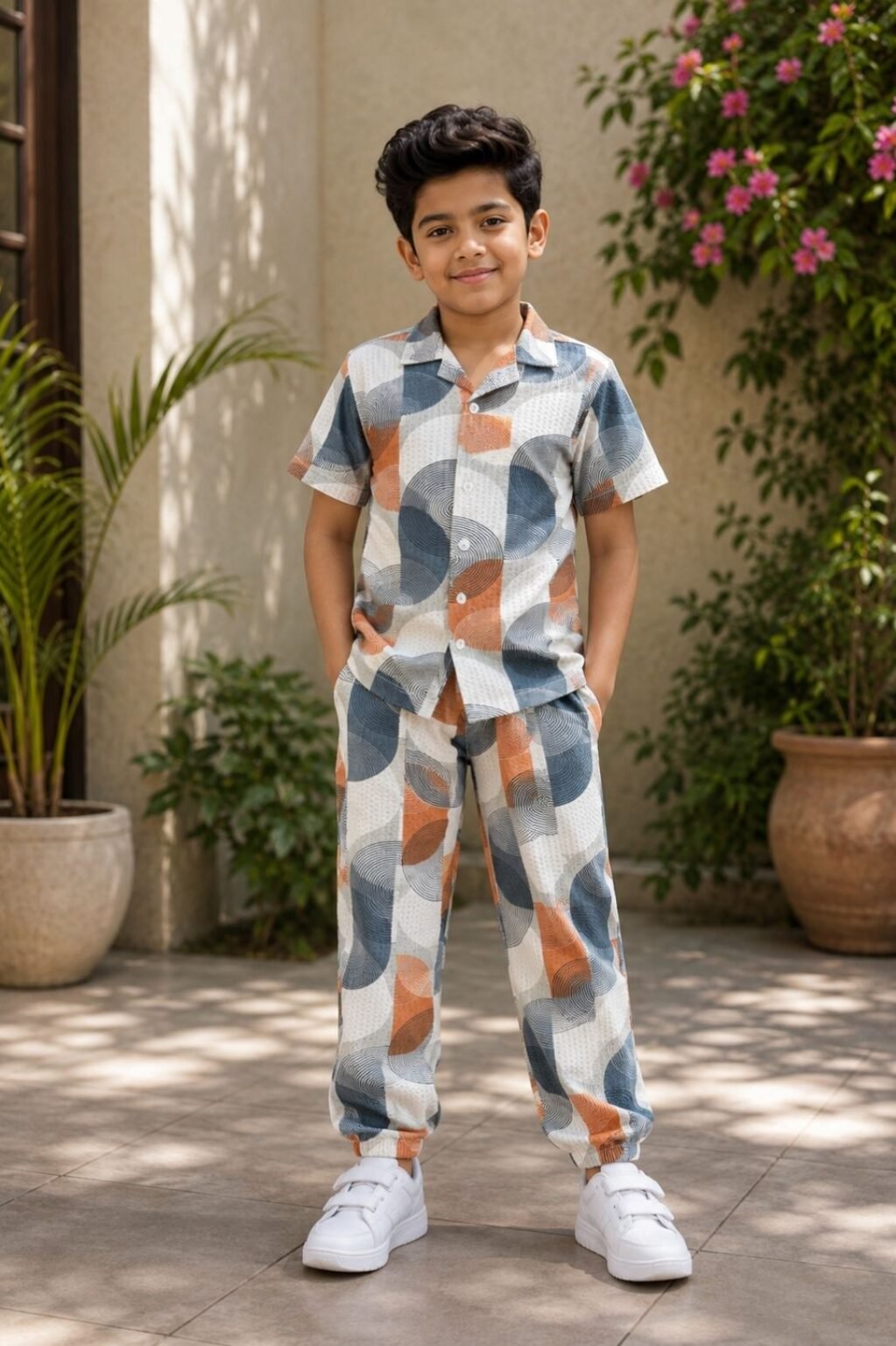 Boys Printed Shirt & Shorts Set (Multicolor)