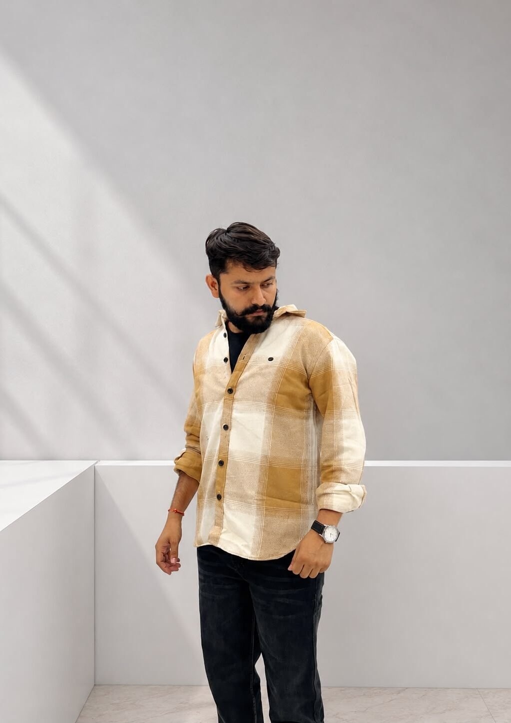 Men's Box code casual shirt (Musturd)