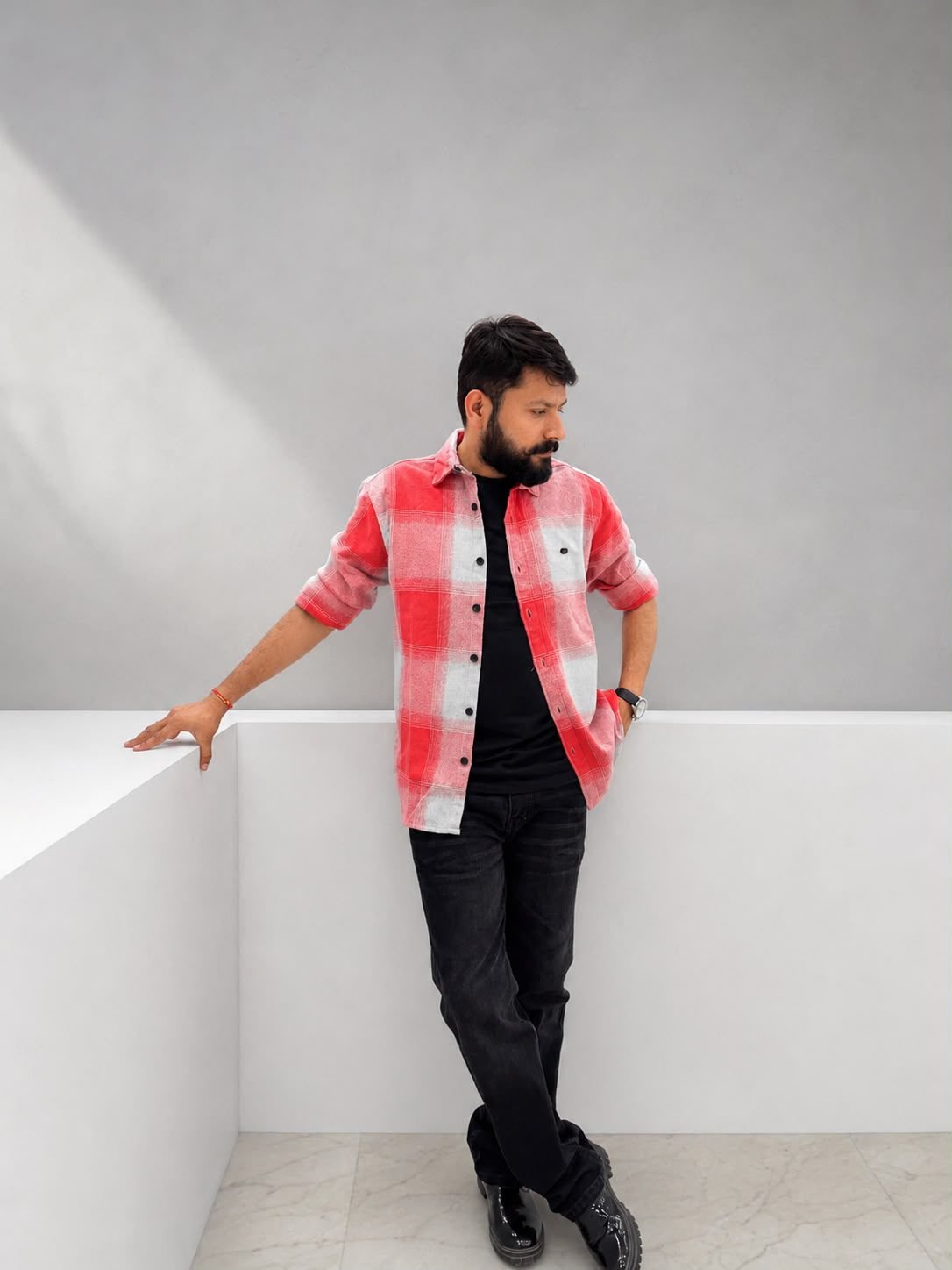 Men’s Box code casual shirt (Red)