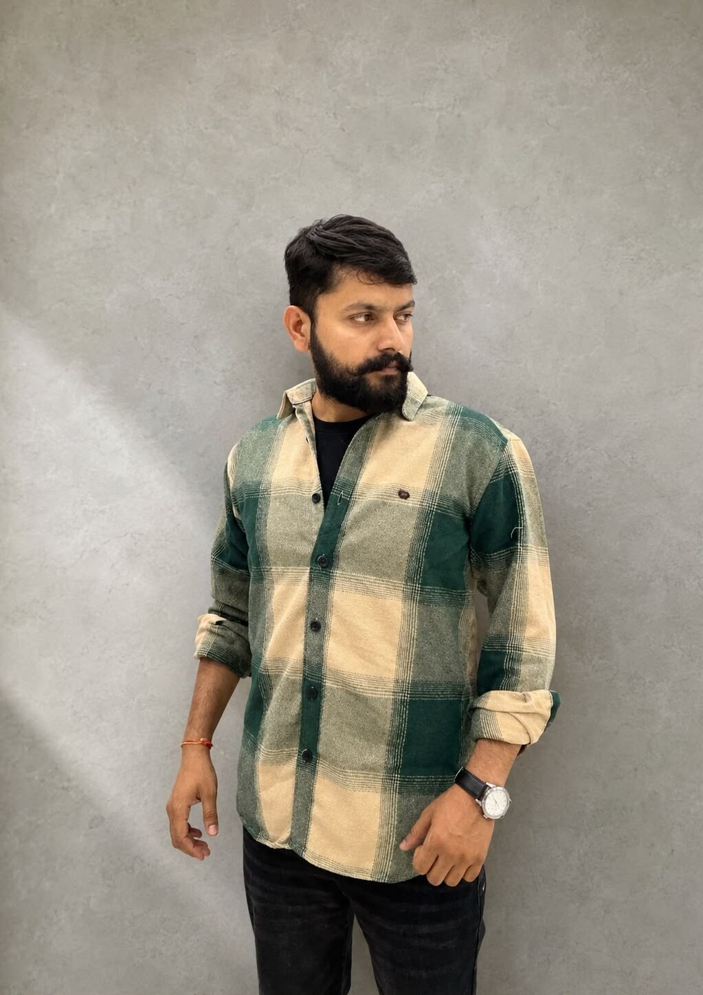 Men's Box code casual shirt (Green)